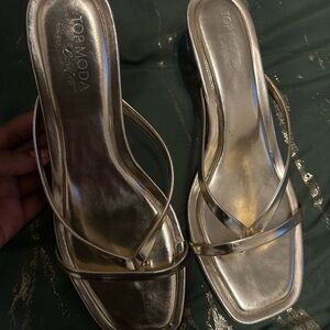 TOP Moda Women's Metallic Gold Heels